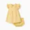 Cotton dress with embroidery and ruffles B&S for newborn girls, yellow