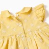 Cotton dress with embroidery and ruffles B&S for newborn girls, yellow
