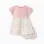 Dual-fabric dress with floral pattern for newborn girls, white/pink