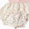 Dual-fabric dress with floral pattern for newborn girls, white/pink