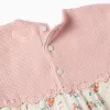 Dual-fabric dress with floral pattern for newborn girls, white/pink