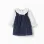 Bodysuit and corduroy dress set for newborn girls, white/navy blue