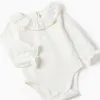 Bodysuit and corduroy dress set for newborn girls, white/navy blue
