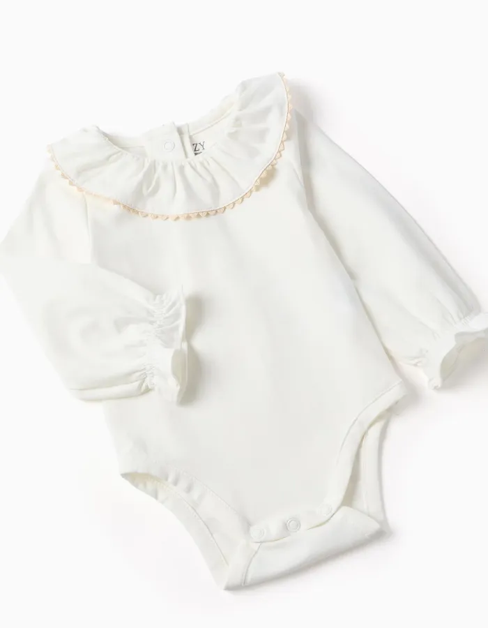 Bodysuit and corduroy dress set for newborn girls, white/navy blue