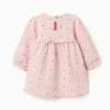 Brushed dress with heart pattern for newborn girls, light pink