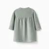Corduroy long sleeve dress for newborn girls, light green