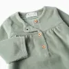 Corduroy long sleeve dress for newborn girls, light green
