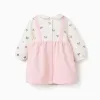 Long sleeve brushed dress with Minnie for newborn girls, white/pink