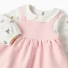 Long sleeve brushed dress with Minnie for newborn girls, white/pink