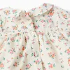 Short sleeve dress with floral pattern for newborn girls, beige