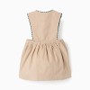Corduroy pinafore dress with pockets for newborn girls, beige