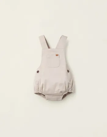 Twill Jumpsuit for Newborns, Beige