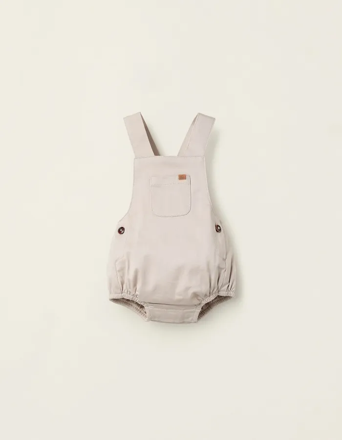 Twill Jumpsuit for Newborns, Beige