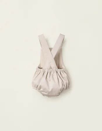 Twill Jumpsuit for Newborns, Beige
