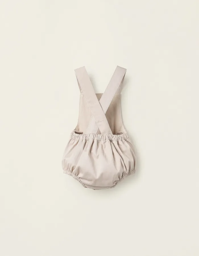 Twill Jumpsuit for Newborns, Beige