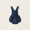 Cotton-Lined Twill Jumpsuit for Newborn Boys, Dark Blue