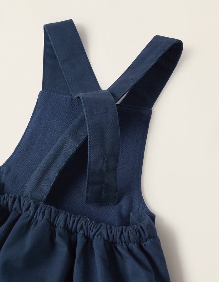 Cotton-Lined Twill Jumpsuit for Newborn Boys, Dark Blue