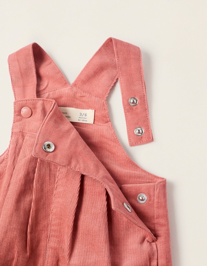Corduroy Dungarees for Newborn Girls, Coral