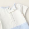 Striped Dual-Fabric Romper for Newborns, White/Blue
