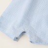 Striped Dual-Fabric Romper for Newborns, White/Blue