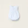Striped Jumpsuit for Newborns, White/Blue