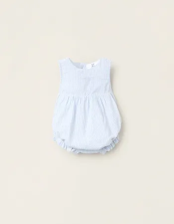 Striped Jumpsuit for Newborns, White/Blue