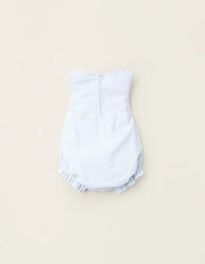 Striped Jumpsuit for Newborns, White/Blue