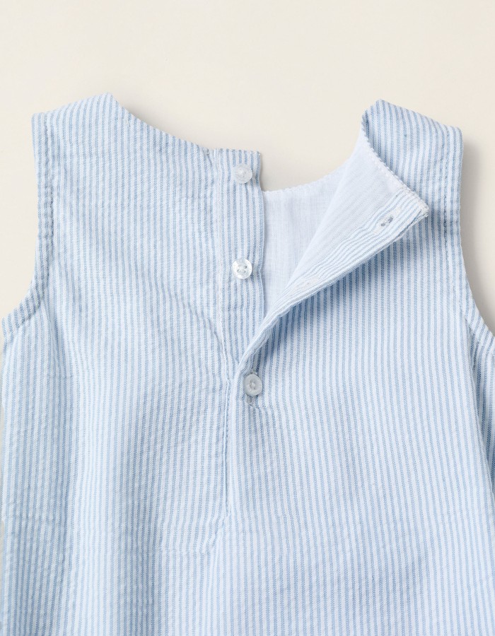 Striped Jumpsuit for Newborns, White/Blue