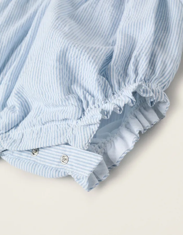 Striped Jumpsuit for Newborns, White/Blue
