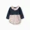Floral Dual-Fabric Romper for Newborns, Blue/White