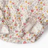 Floral Dual-Fabric Romper for Newborns, Blue/White