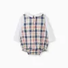 Bodysuit + checked jumpsuit B&S for newborn boys, beige/blue/red