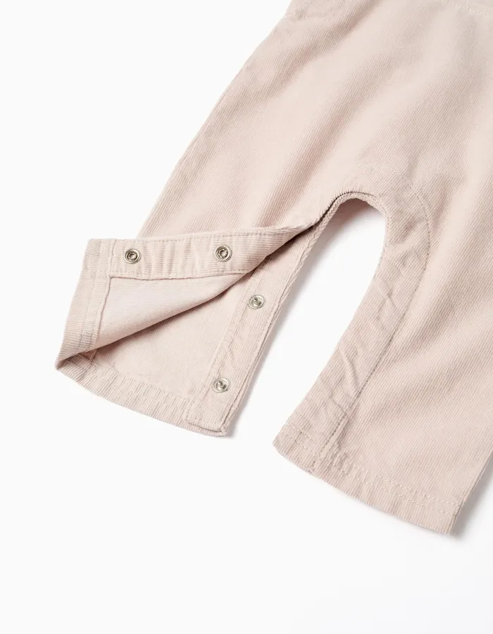 Corduroy dungarees for newborn boys, light beige
