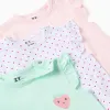 Pack of 3 cotton sleeveless rompers for newborn and baby girls, multicolour