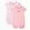 2 cotton rompers with prints for newborn and baby girls, pink