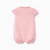 2 cotton rompers with prints for newborn and baby girls, pink