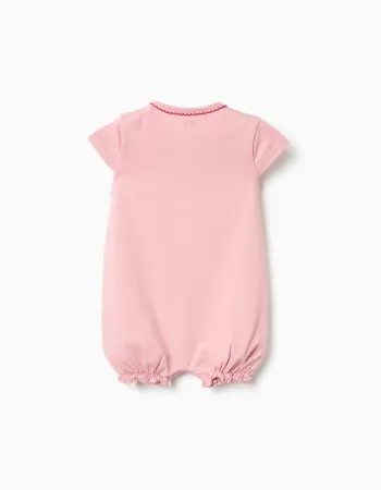 2 cotton rompers with prints for newborn and baby girls, pink