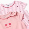 2 cotton rompers with prints for newborn and baby girls, pink