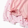 2 cotton rompers with prints for newborn and baby girls, pink