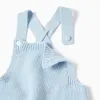 Cotton knitted romper with adjustable straps for newborns, light blue