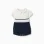Cotton knitted romper with stripes for newborn boys, white/blue