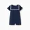 Cotton piqué romper with sailor collar for newborn boys, dark blue