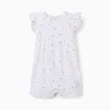 Ribbed romper with heart motif for newborn and baby girls, white
