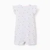 Ribbed romper with heart motif for newborn and baby girls, white