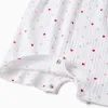 Ribbed romper with heart motif for newborn and baby girls, white