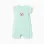 Cotton romper with heart print for newborn and baby girls, light green