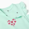 Cotton romper with heart print for newborn and baby girls, light green