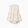 Checked cotton dress + bloomers B&S for newborn girls, multicolour