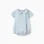 Short sleeve romper in cotton and linen for newborn boys, light blue