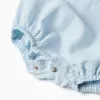 Short sleeve romper in cotton and linen for newborn boys, light blue